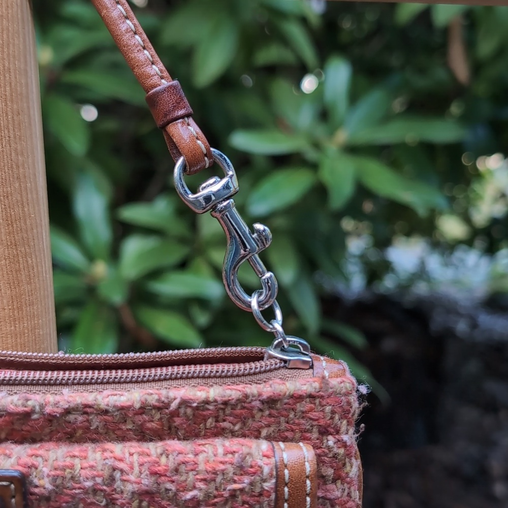 Y2K Coach Orange and Brown Leather Tweed Wristlet - Picture 4 of 4